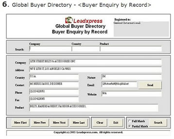 Global Buyer & Importer Directory Entry Screen